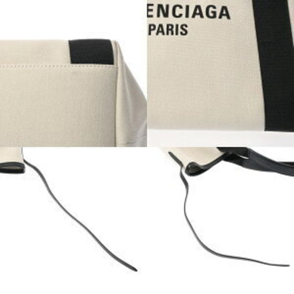 Balenciaga Biarritz Tote Black Canvas Square Calf Bag - Picture 7 of 9